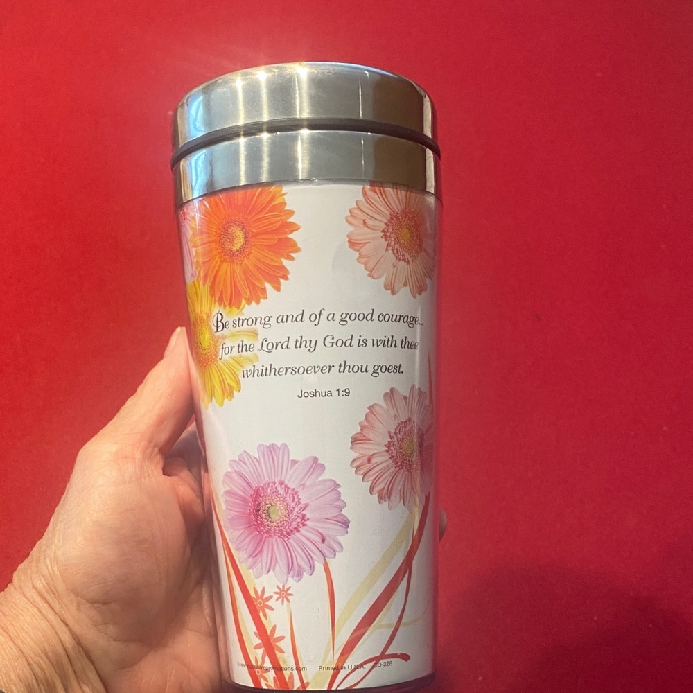 Floral Scripture Travel Tumbler with Stainless Lid